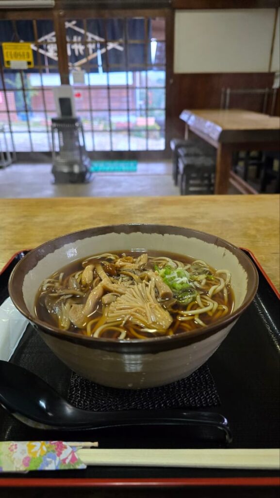 Mushroom soba along post town in Nakasendo trail (Magome-juku, Gifu)