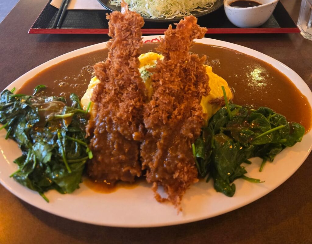 Omurice w/ ebi katsu curry & chicken katsu