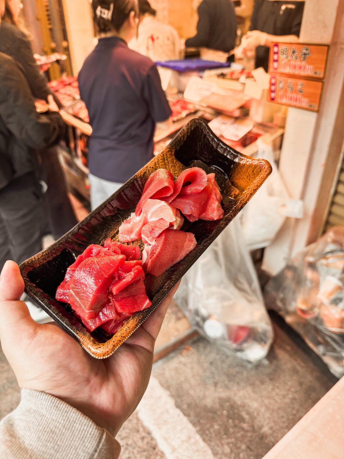 Sashimi at Tsukiji Fish Market.