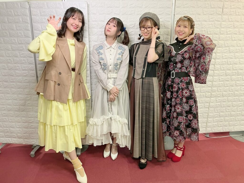 Ueda Hitomi, Hanamori Yumiri, Takahashi Rie, and Yasuno Kiyono from MusicRay'n Murder Mystery🕵️‍♀️✨