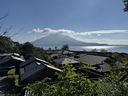 A view of the the Sakurajima volcano from Sengan-en, a historic residence that was once home to the Shimadzu family.