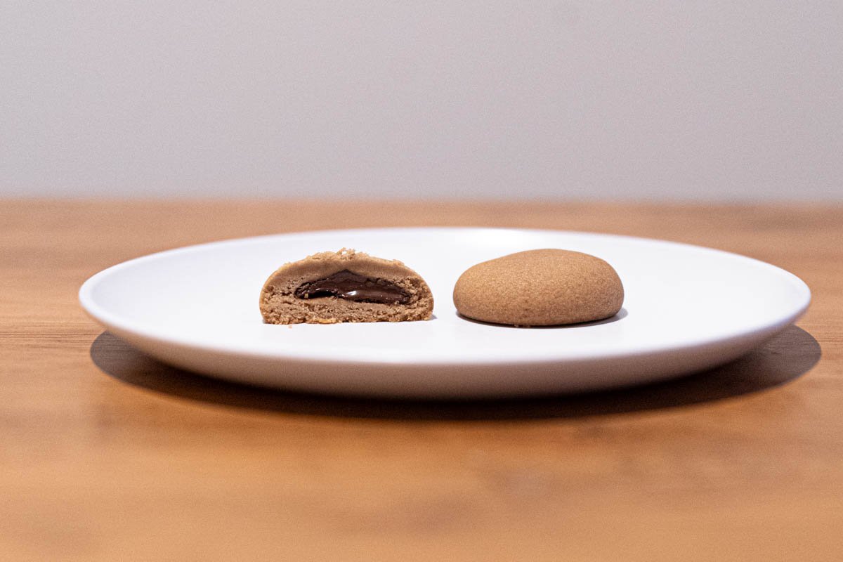 Glossy chocolate inside the cookie