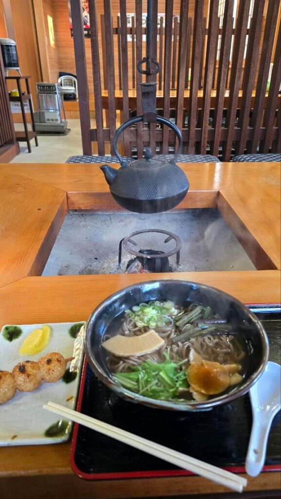 sansai udon and gohei mochi along the Nakasendo trail