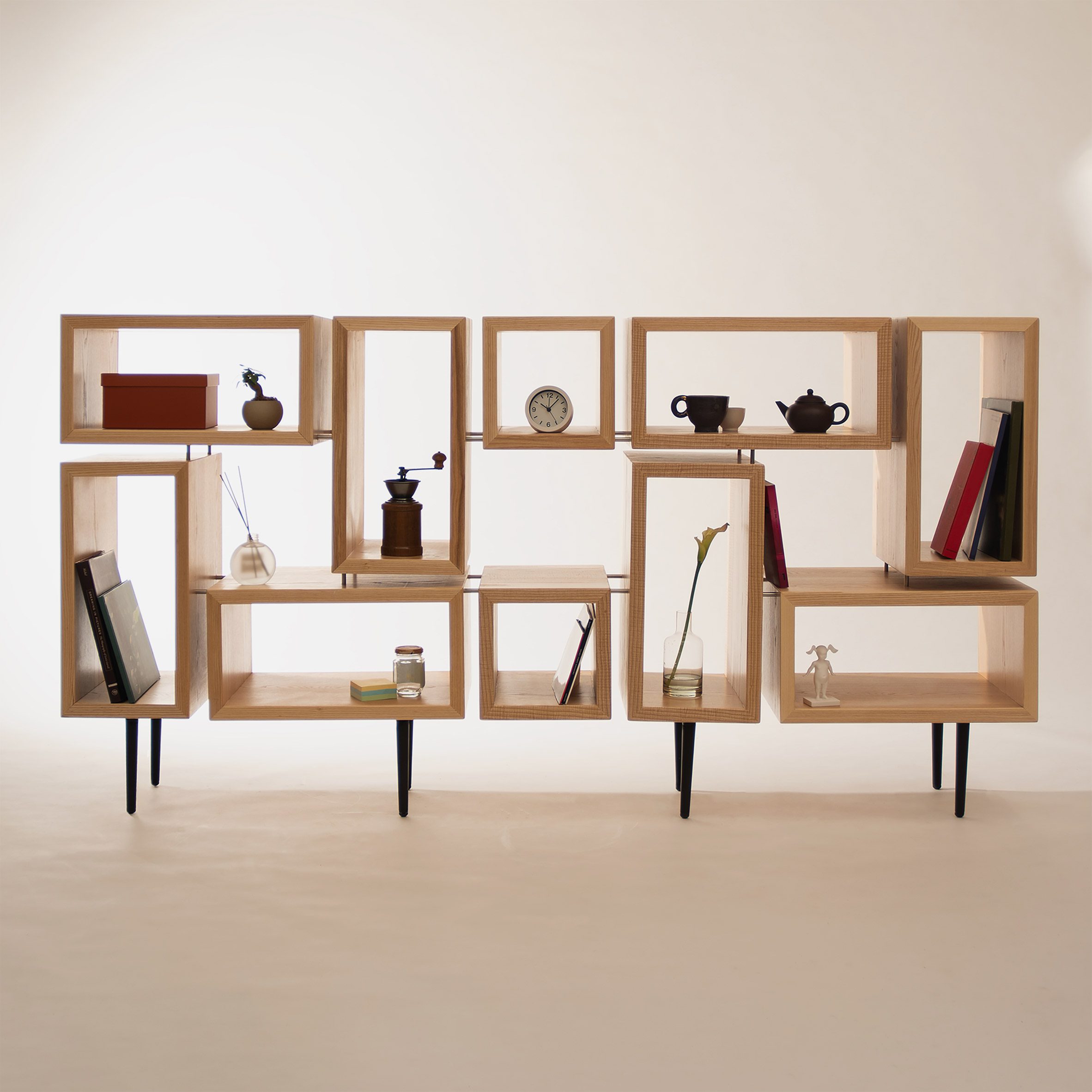 a photograph of a shelving unit