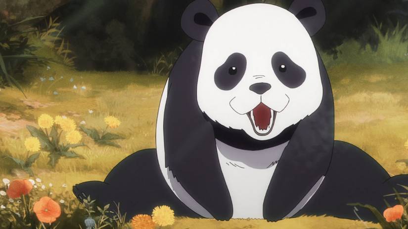 Panda rolling playfully toward the camera in JJK Season 3 opening