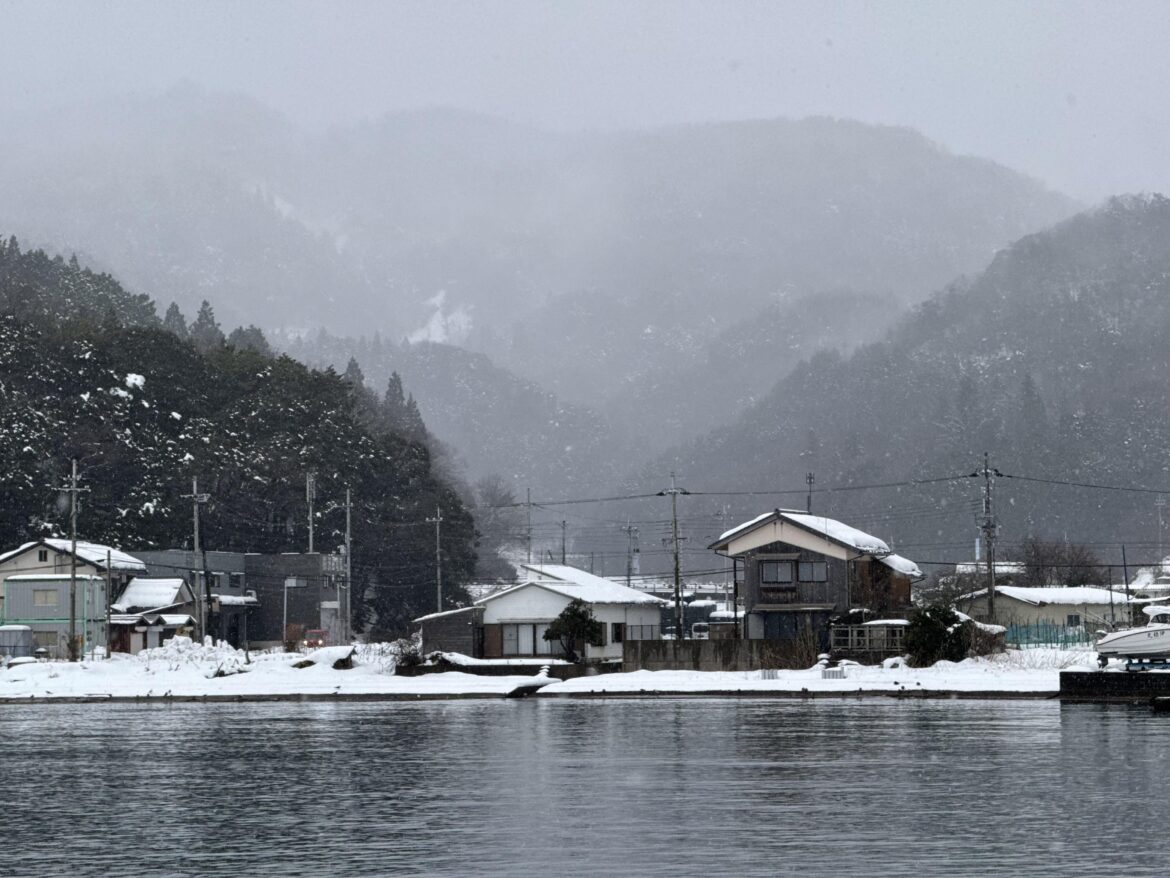 One of the isolated fishing villages belonging to Kyoto municipality in winter.
