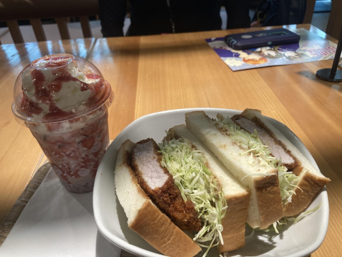 Pork katsu sandwich and red bean strawberry latte from Nana’s in Seattle