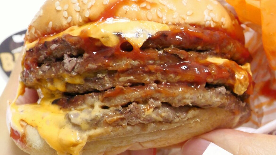 1856-calorie Monster Burger🍔Returns! Burger King BABY BODY BURGER ASMR & Unboxing (No Talking)