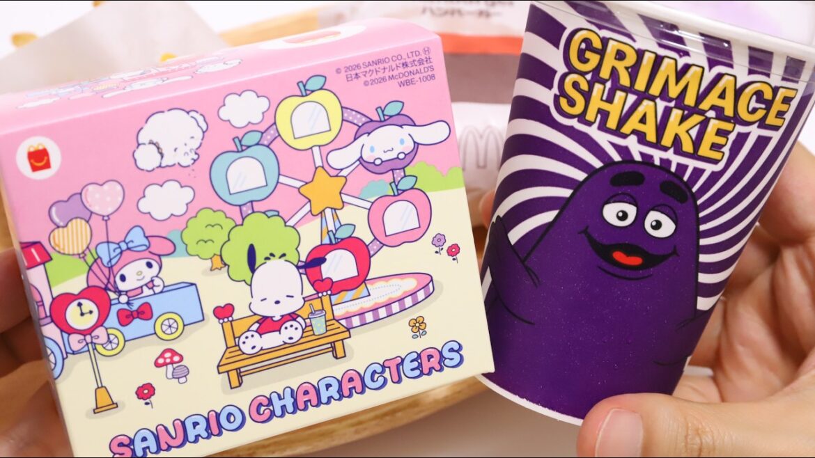 Grimace Shake Returns! and Sanrio Characters Happy Meal🍔Mcdonald's ASMR & Unboxing (No Talking)