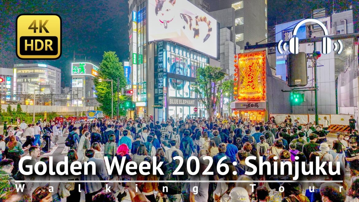 Tokyo Golden Week 2026: Shinjuku Walking Tour [4K/HDR/Binaural]