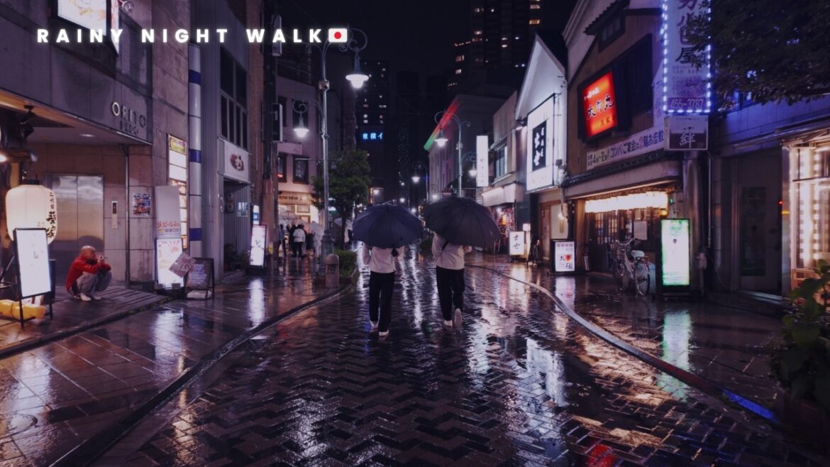 Rainy Night Walk in Hamamatsu City Japan [4K60]