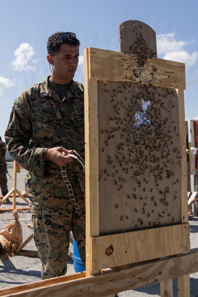 U.S. Marines compete in the Okinawa Intramural Marksmanship Competition at Camp Hansen