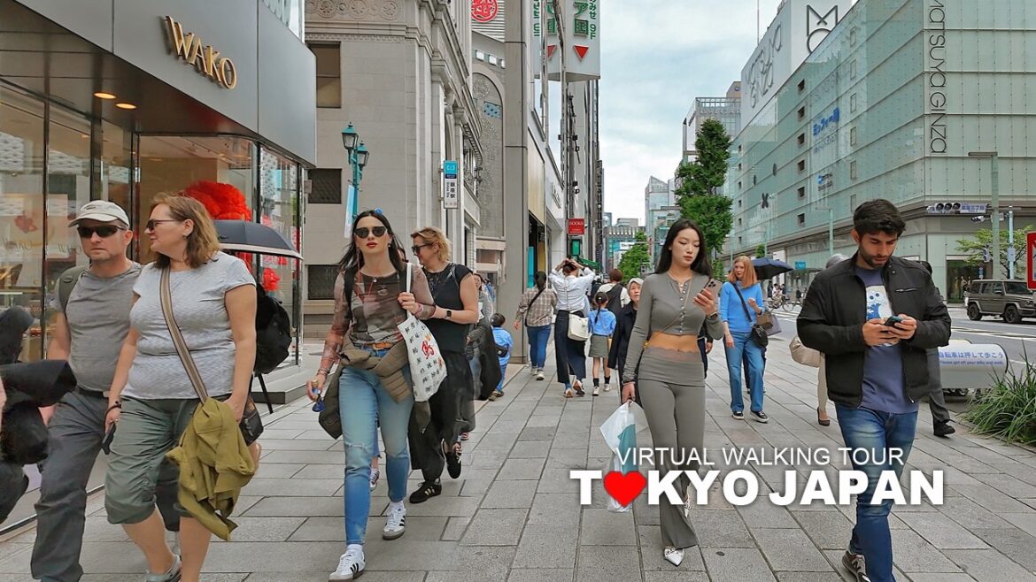 Tokyo Walking Tour Ginza and Nihonbashi, Chuo City, Japan, Travel, 4K