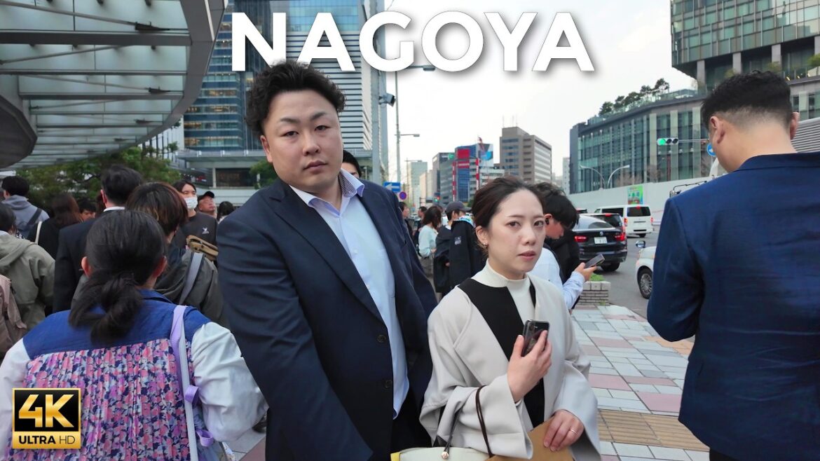 End of the Working day in Nagoya | Japan Walk Tour 4K 60 FPS