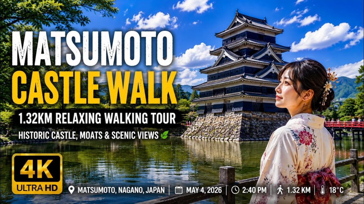 Matsumoto Castle Walking Tour 🇯🇵 | 1 32 KM Relaxing Walk | 4K Japan