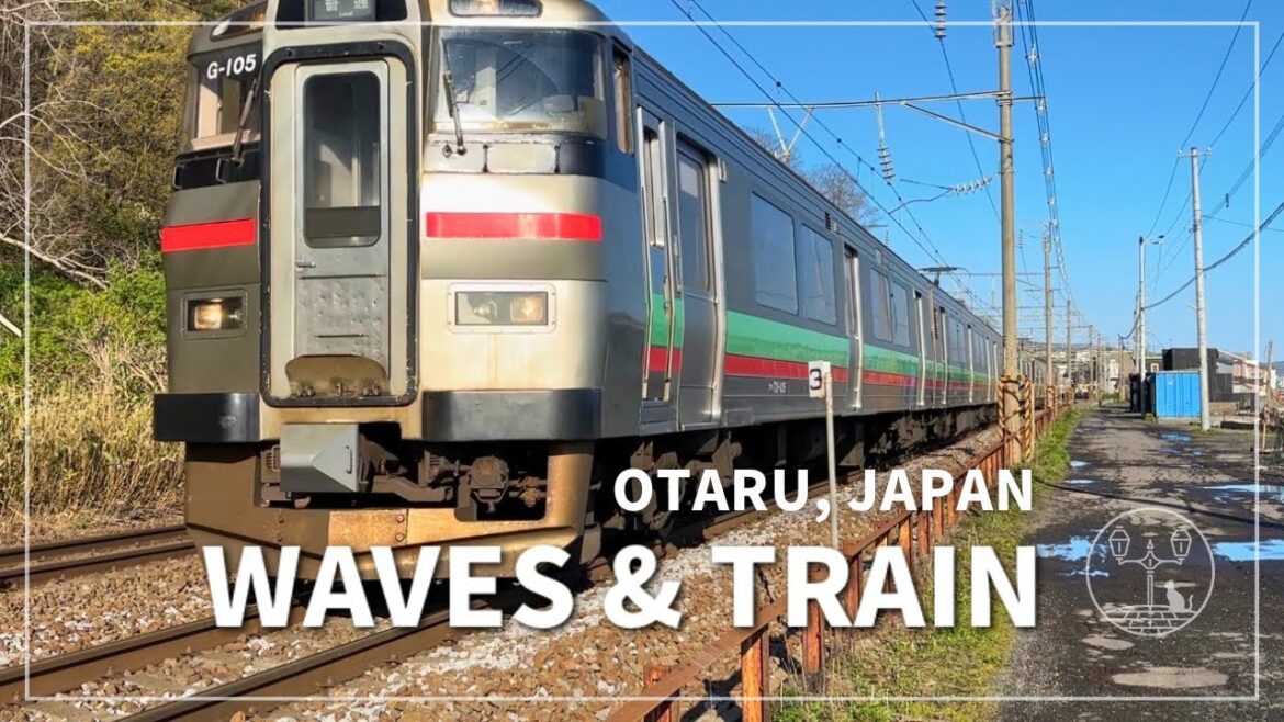 Japan Walking Tour in Otaru, Hokkaido | Seaside Train and Spring Waves at Asari Coast