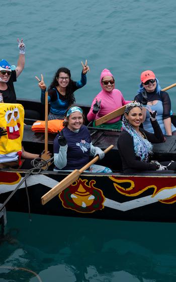 Women on a dragon boat.
