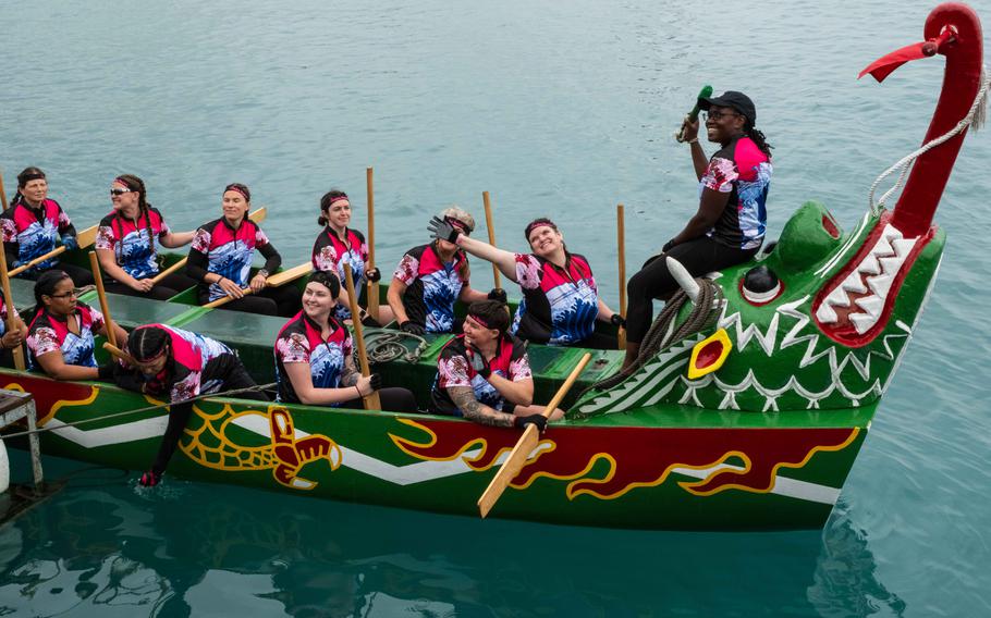 Women on a dragon boat.