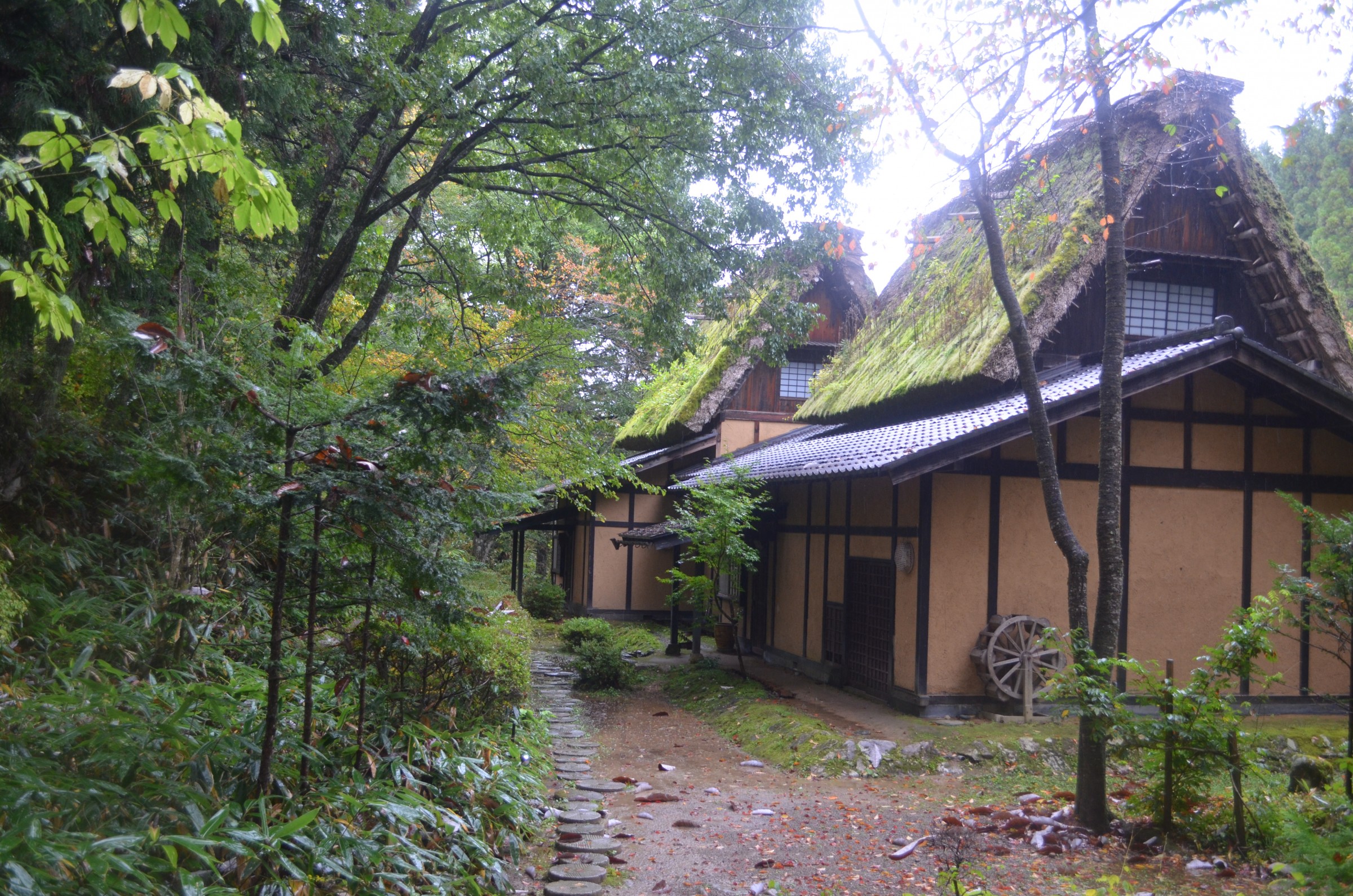 The thatched roof of the Wanosato ryokan