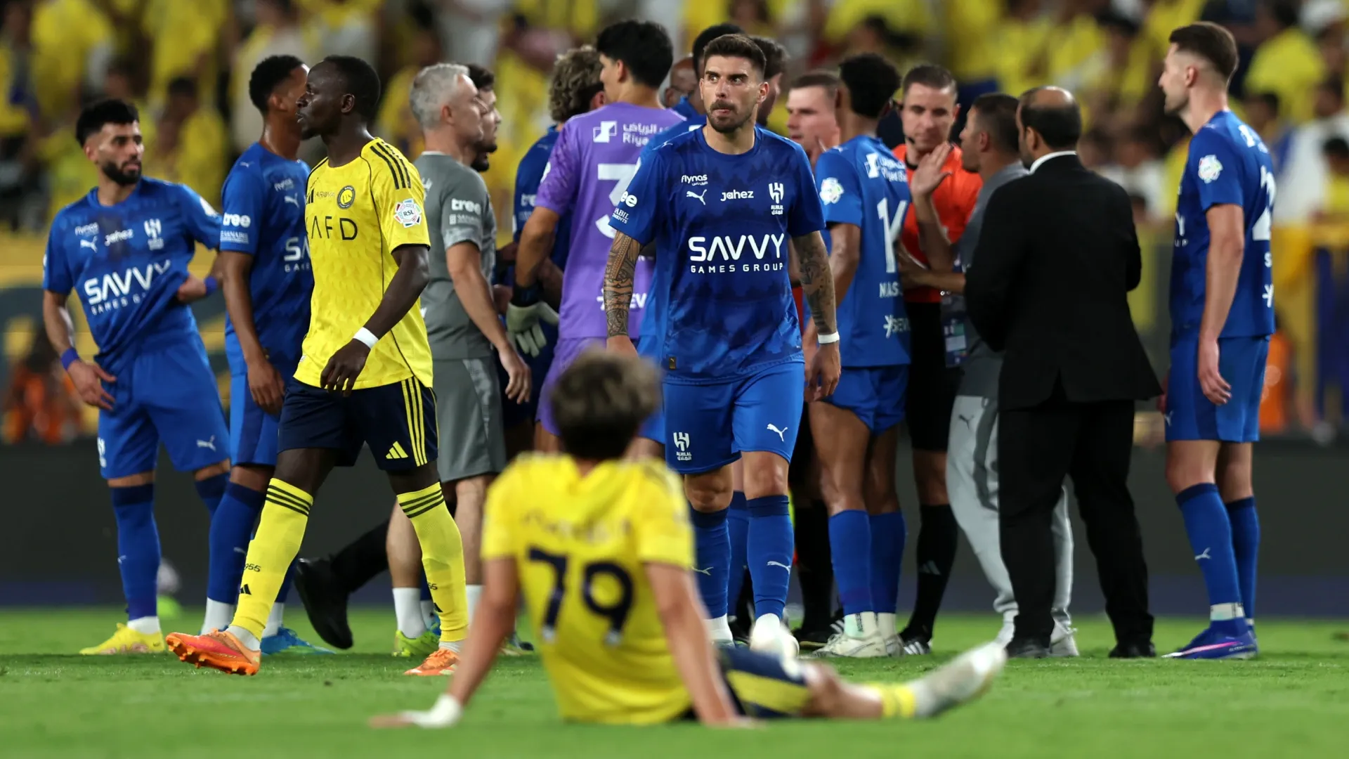 Ruben Neves looks on following the Saudi Pro League match between Al Nassr and Al Hilal.
