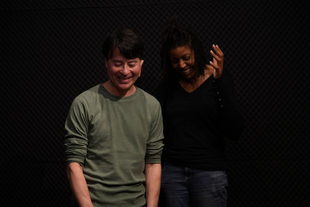 Eki Shola, right, with XXX at Studio Tepemok in Japan. (Courtesy of xxx)