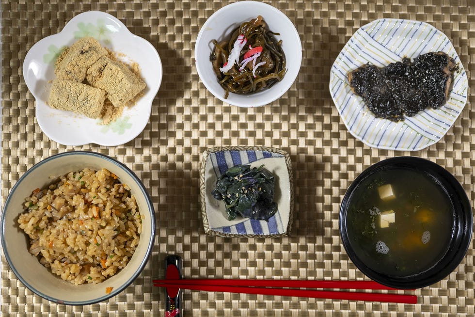 traditional japanese meal with various dishes