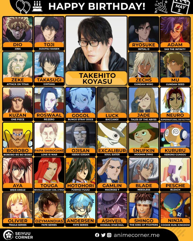 Happy 59th Birthday to Koyasu Takehito🎉