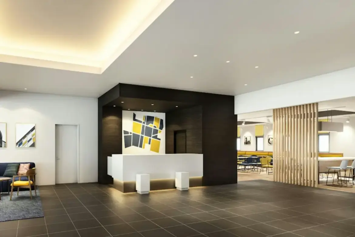 Modern lobby interior at City Express by Marriott Shin-Imamiya hotel in Osaka, Japan