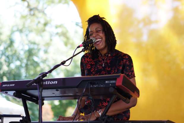 Eki Shola performs at the 2023 Gravenstein Apple Fair in August. (Francesco Echo)
