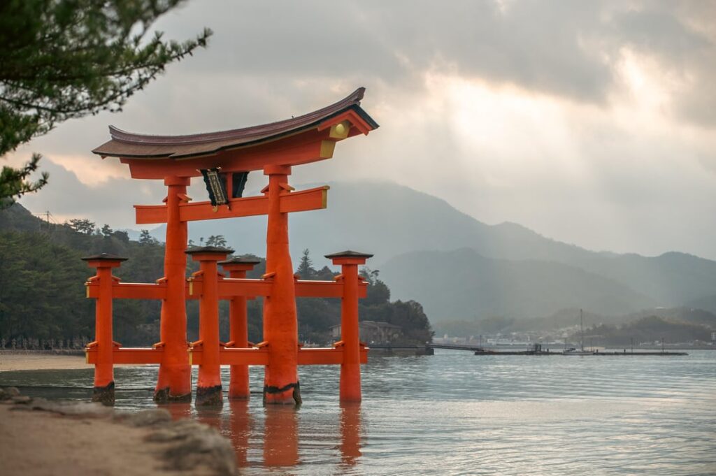 Itsukushima Shrine at sunset