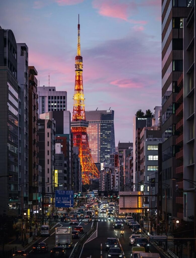 Cotton candy skies over the Iron Eiffel of Tokyo.