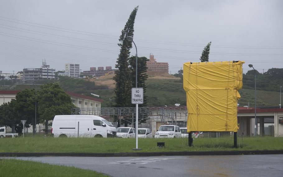 A covered electric sign.