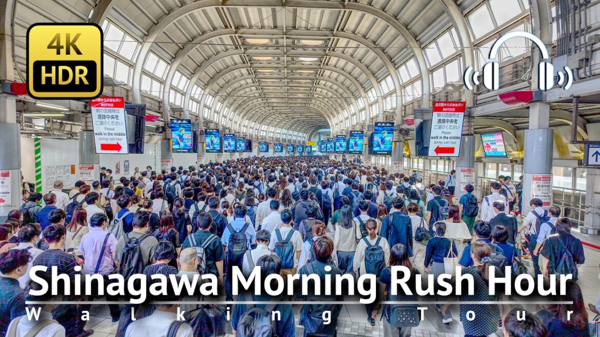 Insane Tokyo Morning Rush Hour | Shinagawa Walking Tour [4K/HDR/Binaural]
