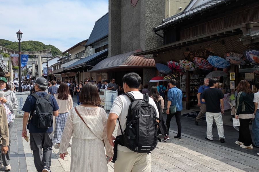 Busy street in a Japanese tourist area