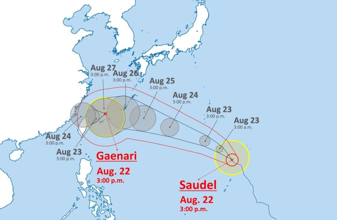 Typhoon Gaenari forms near Japan’s Miyako Island; Saudel could hit Okinawa on Wednesday Typhoon Gaenari forms near Japan’s Miyako Island; Saudel could hit Okinawa on Wednesday