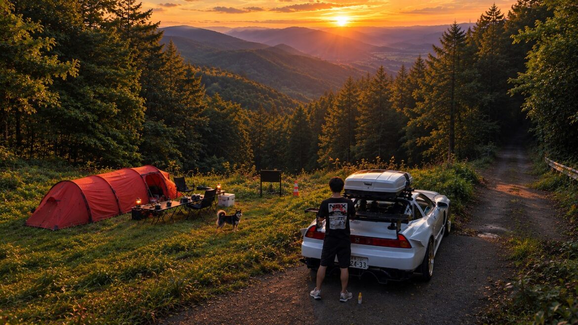 Peaceful Super car camping with dog / HONDA NSX driving in the Mountain Peaceful Super car camping with dog / HONDA NSX driving in the Mountain
