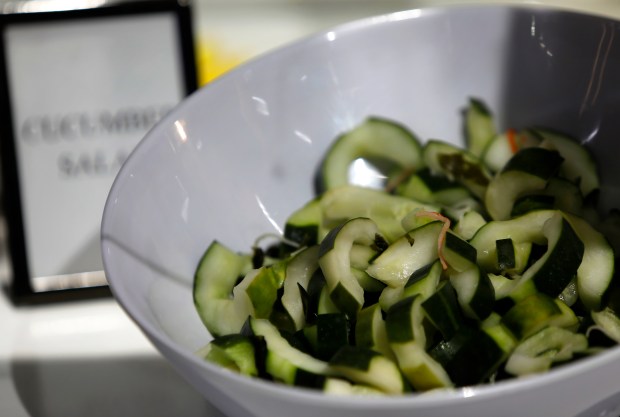 Fuji Sushi AYCE & Grill's cucumber salad on the salad bar. As seen Tuesday, September 22, 2026. (Stephen M. Katz/The Virginian-Pilot)