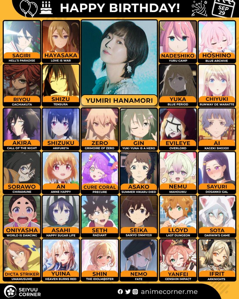 Happy 29th Birthday to Hanamori Yumiri🎉
