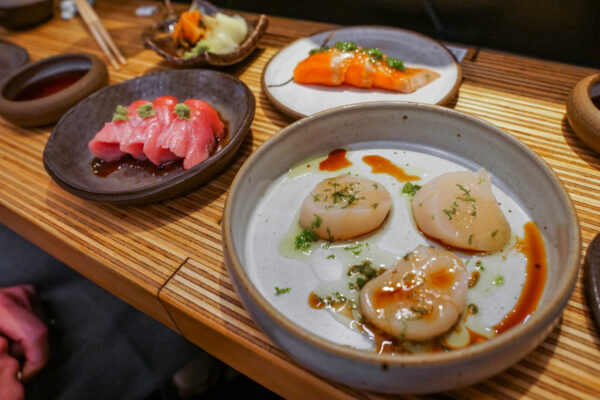 Salmon, Scallop, and Fatty Tuna Sashimi Salmon, Scallop, and Fatty Tuna Sashimi