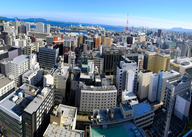 A view toward Hakata Bay from The Ritz Carlton, Fukuoka, in a city that has much of what Tokyo is known for except the exorbitant high cost of vacationing. (Photo by David Dickstein)